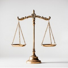 Law concept with golden justice scales on white background