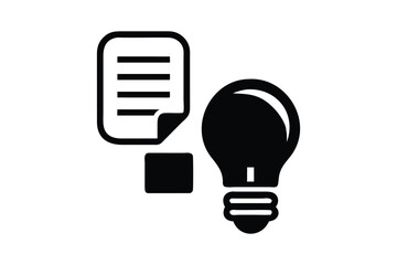 Conceptual illustration of a document or paper with text next to a bright illuminated light bulb symbolizing innovation and new ideas