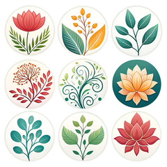 set of vector floral elements