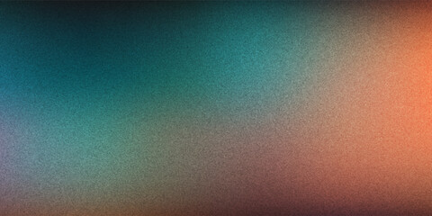 Dark grainy color gradient wave background, purple red yellow blue green colors banner poster cover abstract design, black copy space.