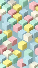 Obraz premium Pastel-colored cubes in a staggered, overlapping pattern