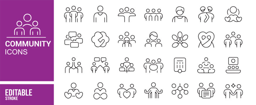 Vector Social and Community Icons for Digital Design, Editable and Modern