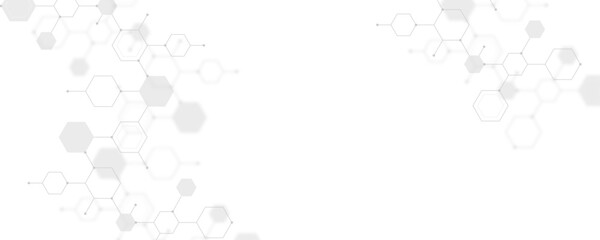 Futuristic molecule structure abstract hexagonal network background design for technology and medical science.