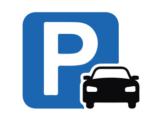 Parking symbol with car illustration