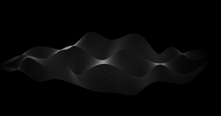 White Audio waves with Black Abstract background Vector illustration Silhouette Design