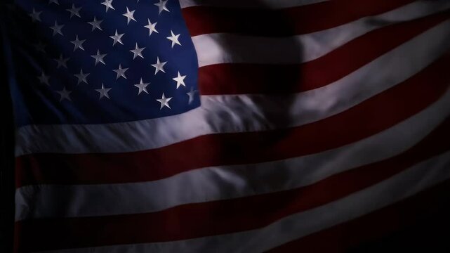 Waving American Flags in Low Light Creating Patriotic Atmosphere with Soft Focus