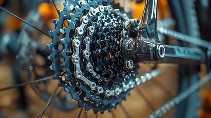 close - up of the male mechanic working in the bicycle repair shop,