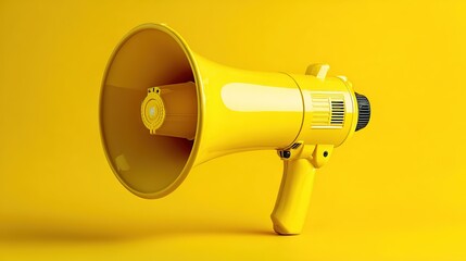 Bright yellow megaphone on solid yellow background, symbolizing clear communication and bold expression.