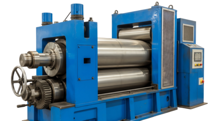 Isolate Transparent begin Heavy industrial machinery used in manufacturing processes. Png die-cut for advertising