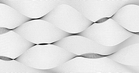 Black Abstract wavy lines Monochrome pattern on White Background Vector illustration Texture Design