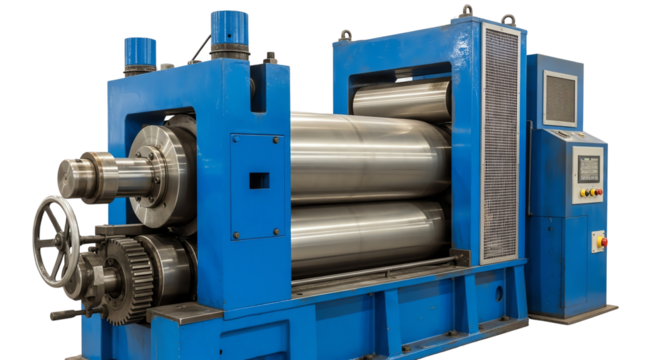 Isolate Transparent begin Heavy industrial machinery used in manufacturing processes. Png die-cut for advertising