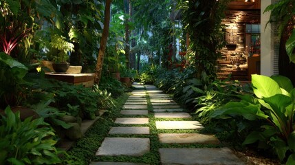 Obraz premium Tropical garden pathway
