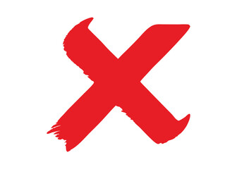 Obraz premium Bold red hand painted cross mark symbol on a clean white background