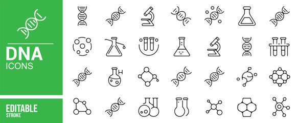 Editable DNA and Science Icons for Genetic Research and Laboratory Projects