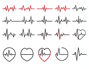 Collection of heart rate and heartbeat icons