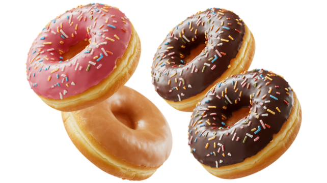 Delicious Donuts A Sweet Treat of Pink, Chocolate, and Glazed Delights