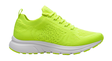 Neon Green Running Shoe Isolated.