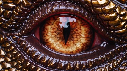 Enigmatic dragon eyes: closeup transformation from amber to crimson hues - Powered by Adobe