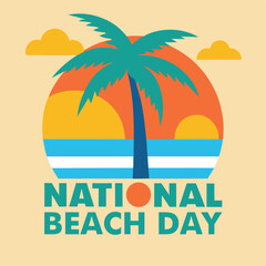 Naklejka premium National Beach Day Sun Sand and Serenity