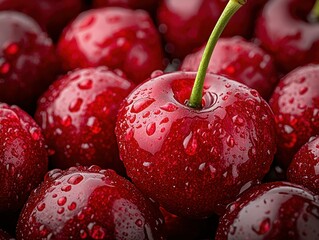 Close-up of wet cherries