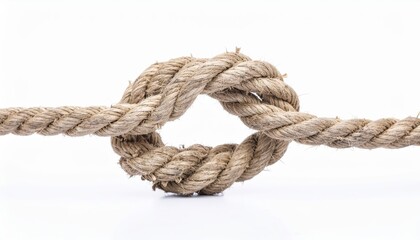 Tatty rope knot on a white background