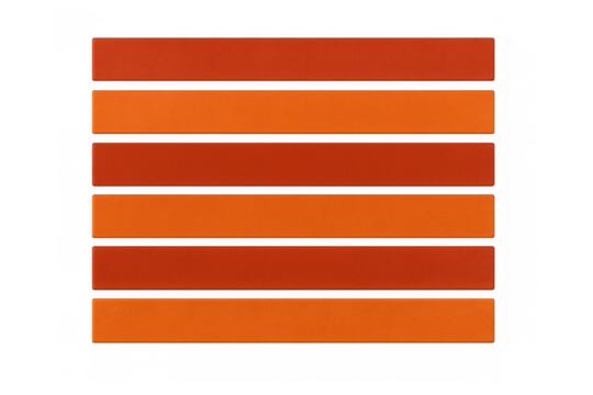 Vibrant orange and red horizontal bars creating geometric pattern, transparent background highlighting clean graphic design element with sharp color contrast