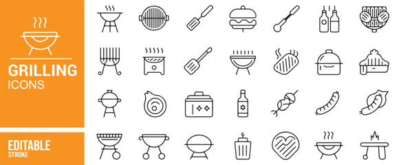 Scalable Grilling Icons for Cooking, Barbecue, and Outdoor Design Projects