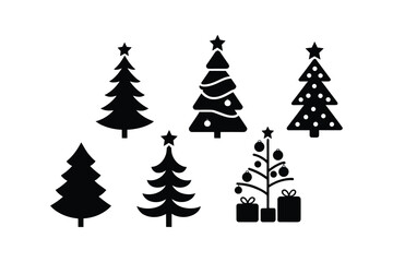 Obraz premium Festive Christmas Tree Silhouettes with Gifts and Ornaments christmas trees holiday
