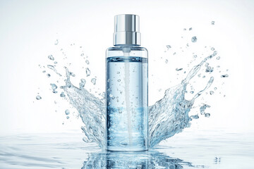 Transparent glass bottle with water splash and perfume style design