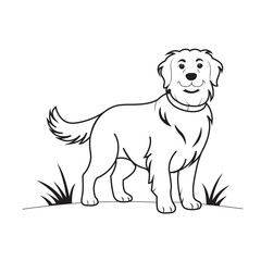 Labrador Retriever Dog Silhouette , dog, Puppy. Silhouette. Line art.  Black and white. Vector design