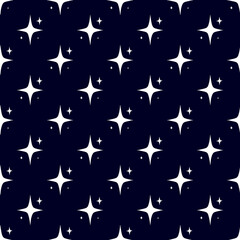 Seamless Sparkle Stars Pattern on Dark Blue Space Background