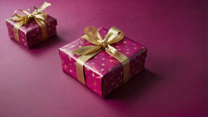 Obraz premium A pink box with a green bow on top
