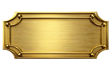 Gold metal name plate isolated on transparent