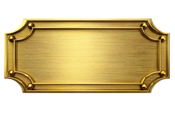 Gold metal name plate isolated on transparent