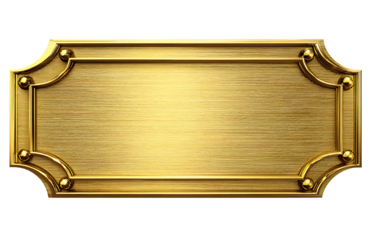 Gold metal name plate isolated on transparent