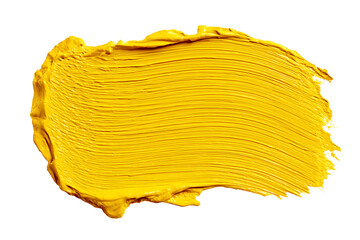 Yellow acrylic oil paint brush stroke isolated .png