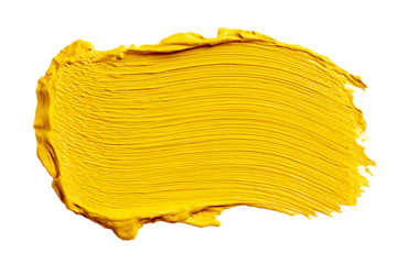 Yellow acrylic oil paint brush stroke isolated .png