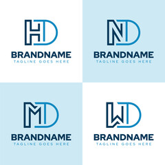 Letters HD ND MD WD Monogram Logo Set, for DH DN DM DW initials