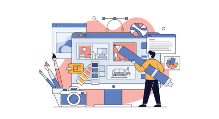 Creative Graphic Design Process for Visual Communication and Digital Art Creation Using Modern Tools