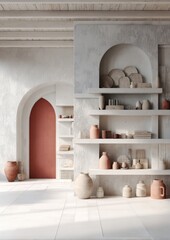 Beige & terracotta interior with arched alcoves