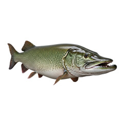 Naklejka premium Northern Pike – Aggressive Freshwater Predator with Long Body and Sharp Teeth