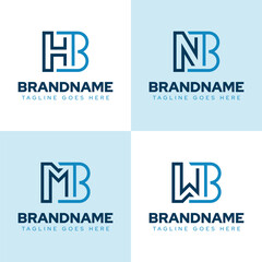Letters HB NB MB WB Monogram Logo Set, for BH BN BM BW initials