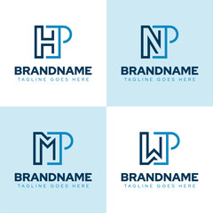 Letters HP NP MP WP Monogram Logo Set, for PH PN PM PW initials