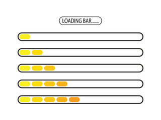 Colorful Loading Bars Progressing in Sequence Across White Background