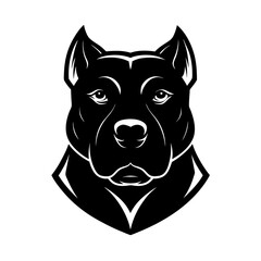 Black silhouette of a pit bull terrier head mascot logo on white background vector illustration