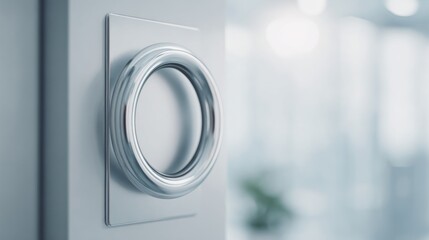 Modern round door handle on sleek interior door in bright setting  