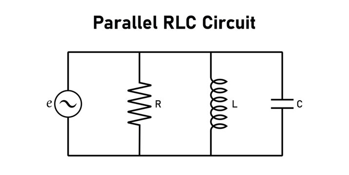Parallel RLC Circuit Diagram. Inductance Resistor and Capacitor Symbol in Circuit.