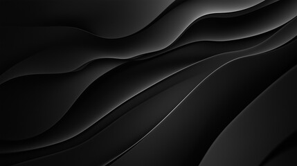 Fototapeta premium Smooth black waves undulate across textured surface, creating hypnotic depth with elegant, minimalist abstract flow.