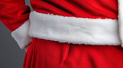 Close-up of red and white santa claus costume fabric.