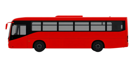 Red bus isolated on transparent background